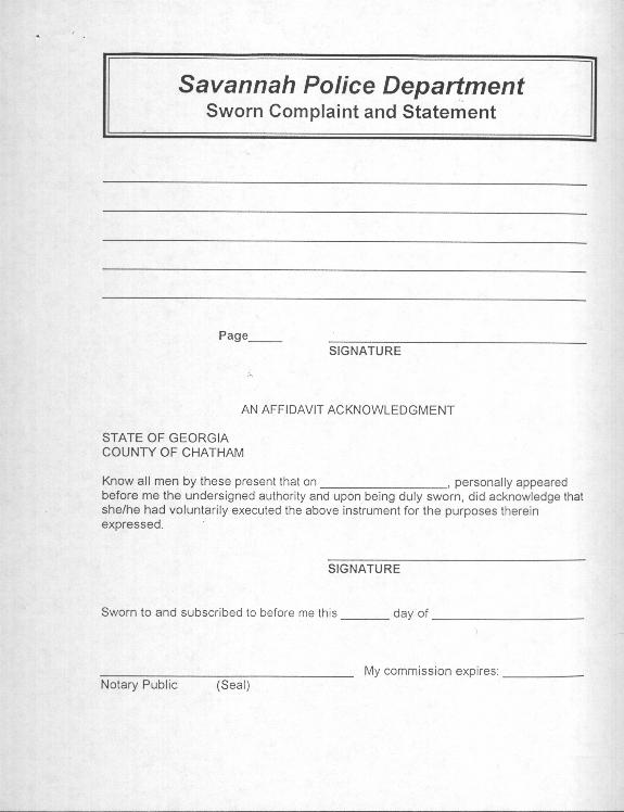 Page 4 Complaint against Savannah Police Department